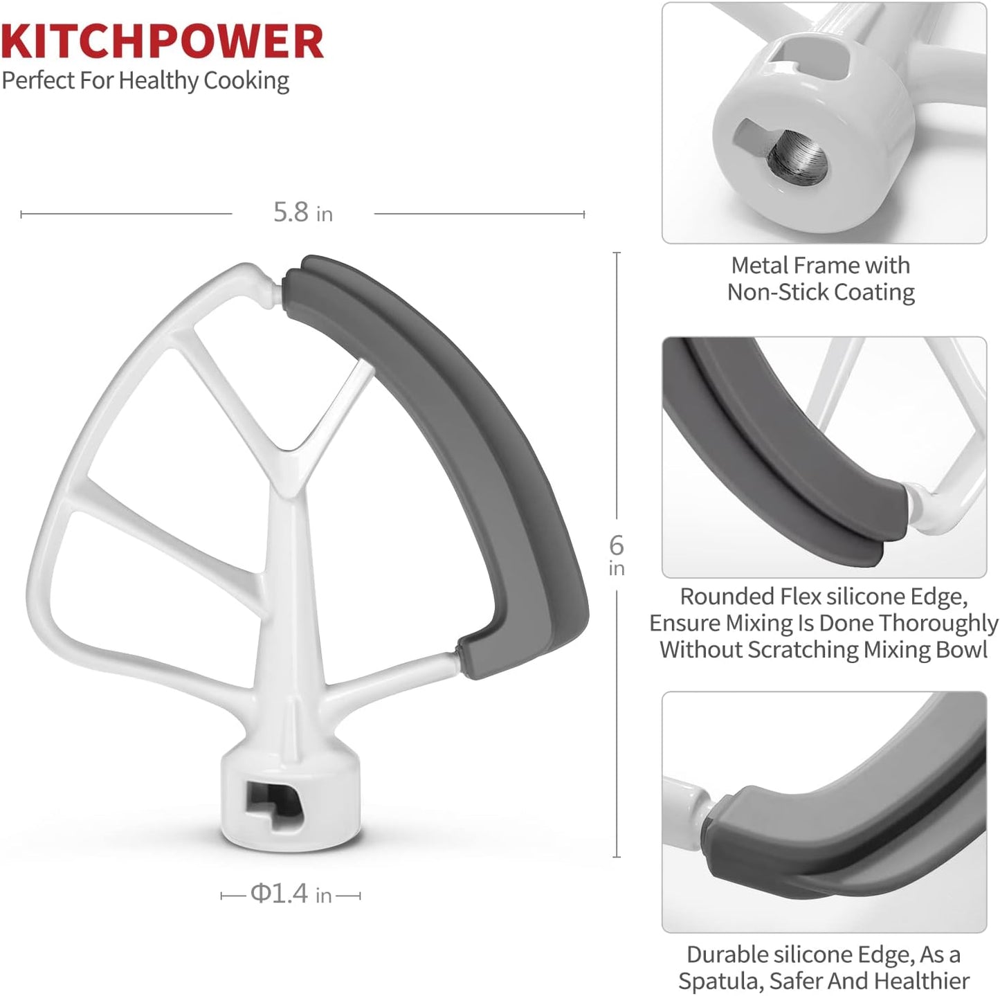 4.5-5 Quart Flex Edge Beater for Tilt-Head Stand Mixers White