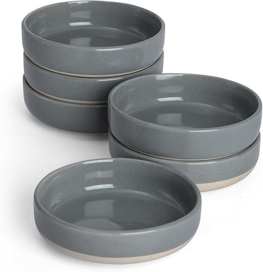 famiware Milkyway Ceramic Soy Sauce Dish, Dipping Bowls Set of 6, Dipping Sauce Bowls/Dishes, 4oz Small Serving Bowls for Side Dishes, Condiment, Sushi, Appetizer, Dessert, Dark Gray