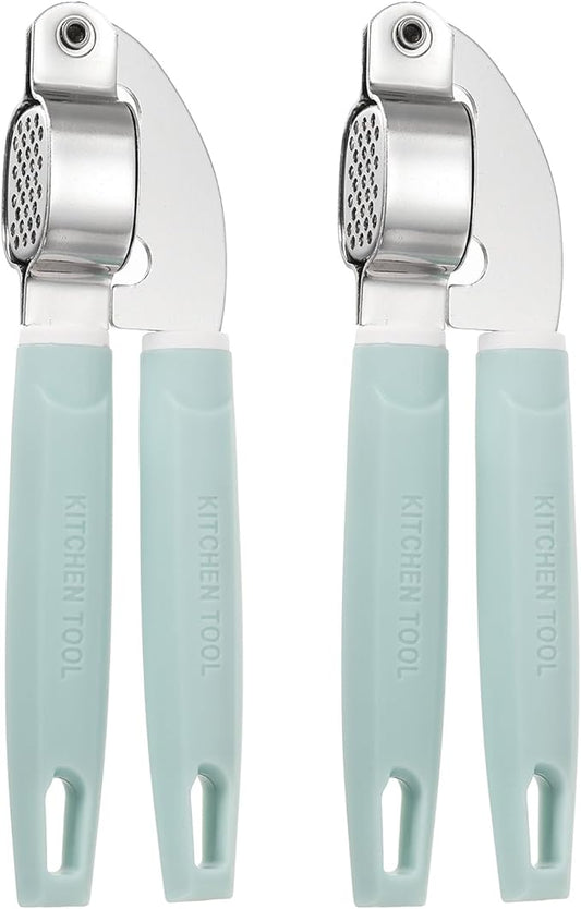 uxcell 2pcs Garlic Press, 7.7 Inch Stainless Steel Garlic Crusher and Peeler for Home Cooks and Professional Chefs, Blue
