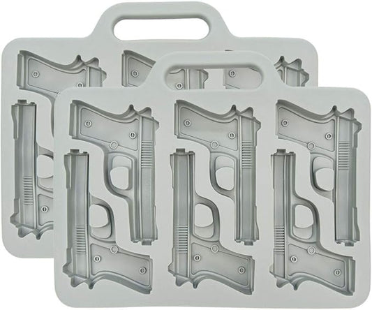 Handgun Ice Cube Tray, 2 Pack - Fairly Odd Novelties - Fun Gun Military Novelty Mold White Elephant Gift