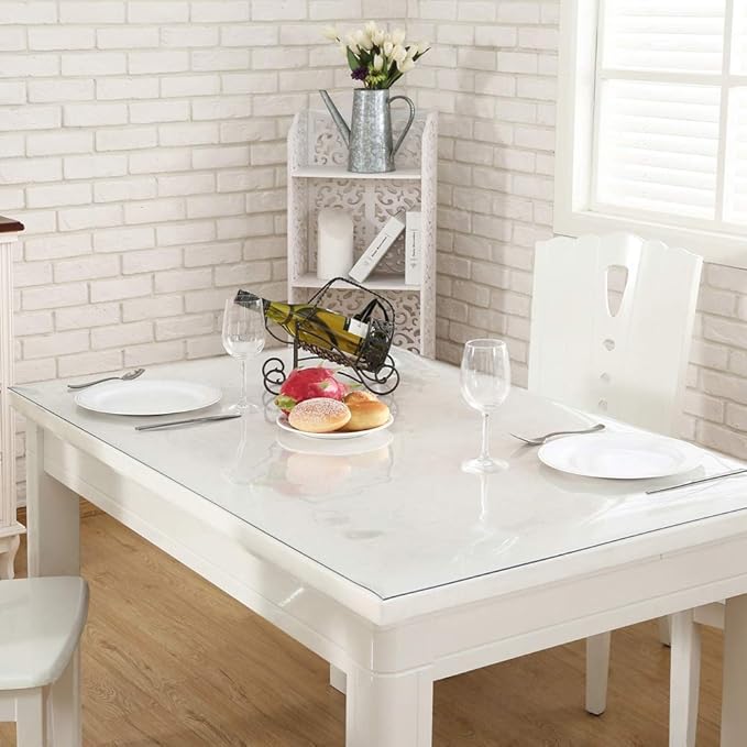 NECAUX Custom 24 x 32 Inch Clear Desk Cover Protector, 1.5mm Thick Plastic Desk Pad, Clear Desk Protector, Desk Mat on top of Desk, Decorative Table Protector for Computer Writing Desk, Side Table