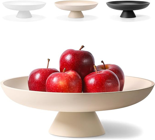 Large Decorative Bowl for Home Decor, Large Fruit Bowl for Kitchen Counter, Key Bowl for Entryway Table (Beige, Pedestal)