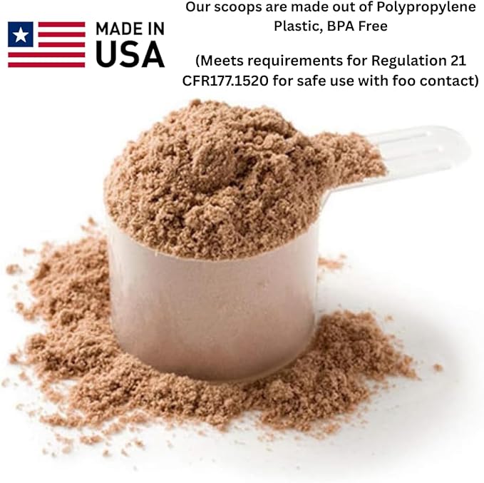 Plastic Measuring Scoop, (35 cc | 2.5 tablespoon | 1.25 fl oz. | 35 mL) Long Handle Spoons for Powders, Granules, Coffee, Pet Food, Baking Supplies, Protein and Other Dry Goods, BPA Free (Set of 10)
