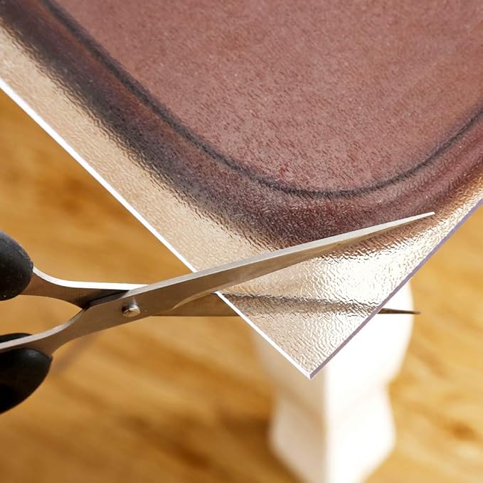 NECAUX Custom 48 x 83 Inch Frosted Table Cover Protector, 1.5mm Thick Wood Grain Transparent Table Pad Non-Slip Tablecloth Plastic Protective Pad for Dining, Living Room, Conference Table