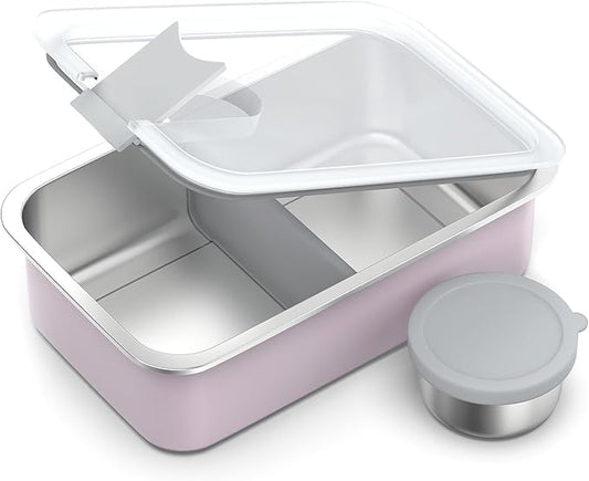 Bakpoco Stainless Steel Bento Lunch Box for Kids, 33oz Leak-Proof Lunch Box Containers, Microwave-Safe, with Adjustable Divider, Convenient Metal Lunchbox for School, Travel
