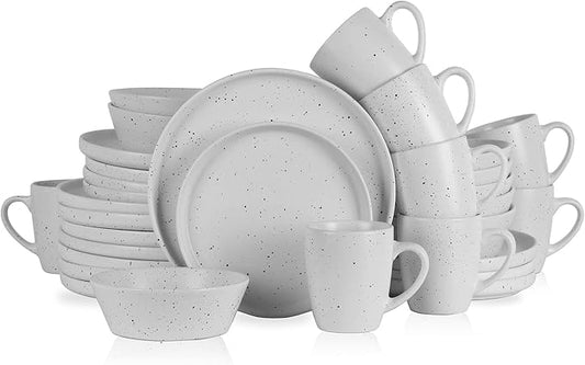 Stone lain Jade Stoneware Dinnerware Set, 32-Piece Service for 8, White