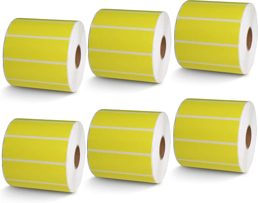 BETCKEY - 3" x 1" UPC Barcode & Address Labels Compatible with Zebra & Rollo Label Printer,Premium Adhesive & Perforated[Yellow, 6 Rolls, 8250 Labels]