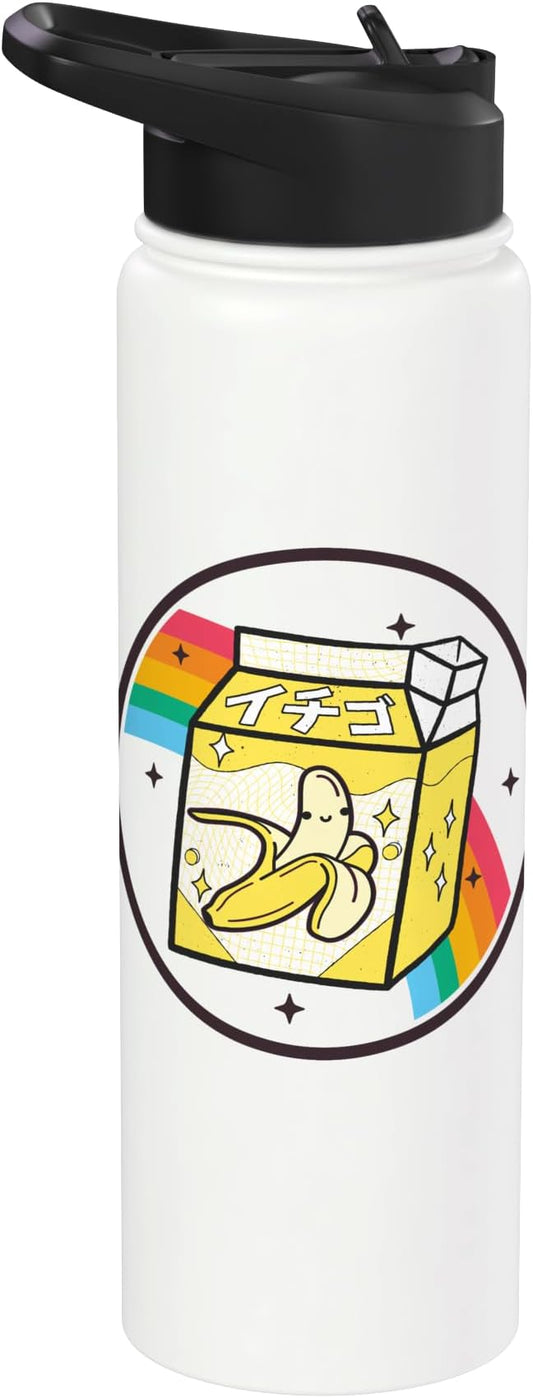 Banana Milk Carton Kawaii Retro Rainbow Anime Stainless Steel Insulated Water Bottle