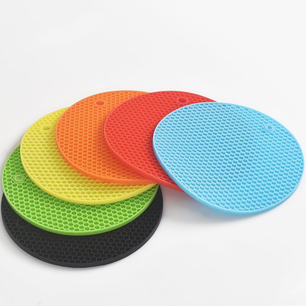 homEdge Silicone Trivets Mat, 6 Packs Multipurpose Non Slip Heat Resistant Pot Holder-Yellow