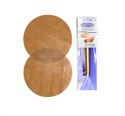 Bake-O-Glide Reusable Non-Stick Pre Cut Circles, Woven Glass Fabric Coated in 100% PTFE, Brown, 12-Inch