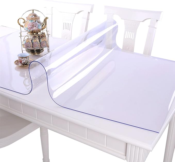 NECAUX Custom 18 x 31.5 Inch Clear Desk Cover Protector, 1.5mm Thick Plastic Desk Pad, Clear Desk Protector, Desk Mat on top of Desk, Clear Table Cover Protector for Computer Writing Desk, Side Table