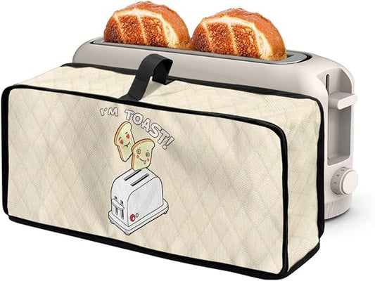 Bread Print Toaster Cover 2 Slice Anti-sputtering Washable Fabric Toaster Cover Dust Proof Kitchen Appliance Covers for Home Use Anti-Fingerprint Design