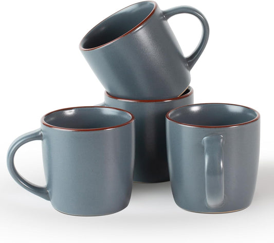 famiware Mercury Coffee Mugs 13 oz, Coffee Mugs Set of 4 with Handle, Cups for Latte, Hot Tea, Cappuccino, Mocha, Cocoa, Charcoal