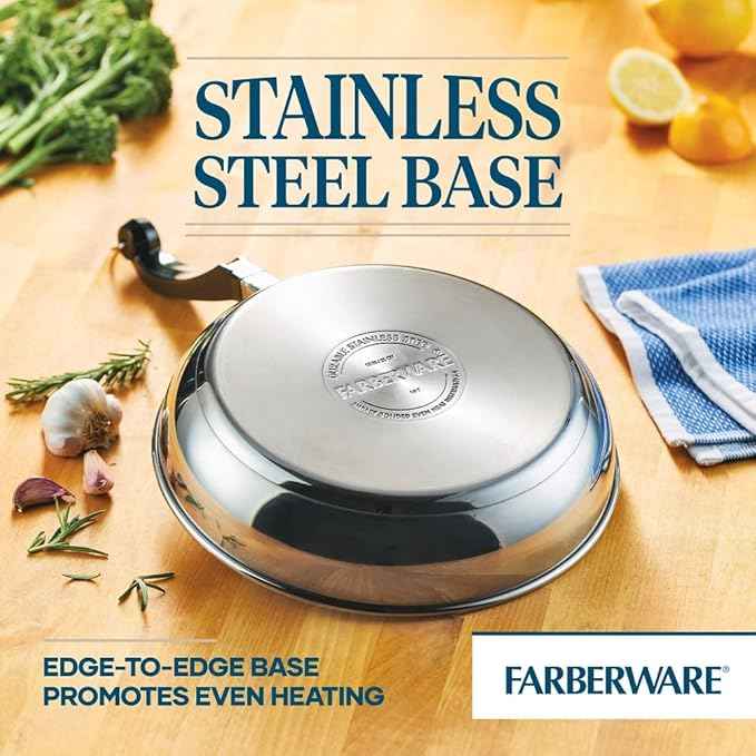 Farberware Classic Stainless Steel Cookware Pots and Pans Set, 15-Piece,50049,Silver