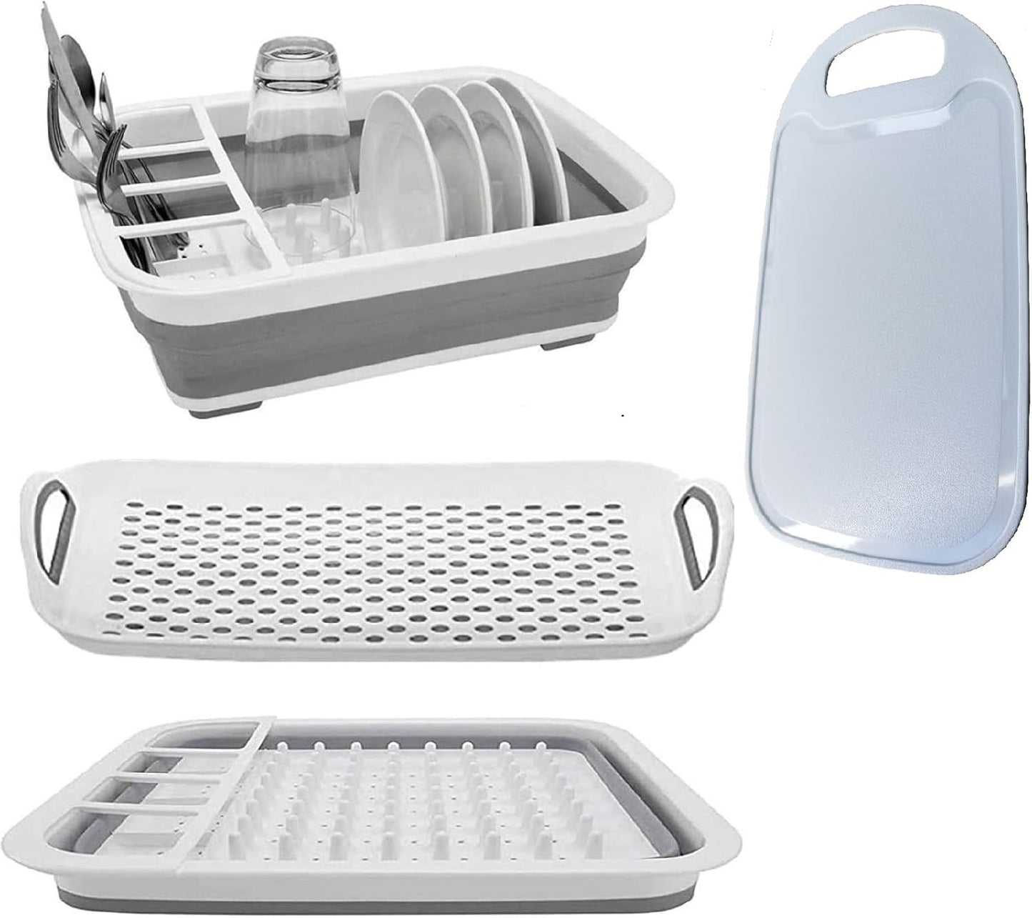 YunTeng Collapsible Dish Drying Rack and Drainboard Set Portable Camp Dish Drainer Dinnerware Organizer Dish Rack Foldable Dying Dish Storage Rack for Kitchen Counter RV Camping Accessories