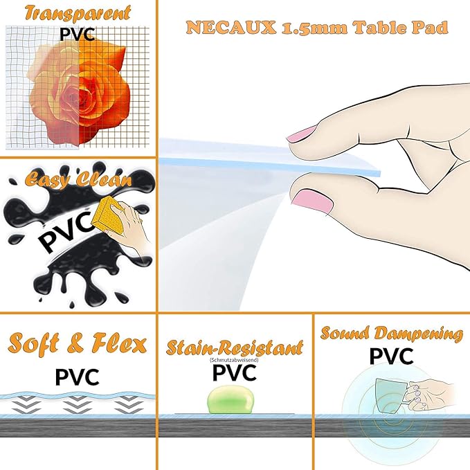 NECAUX Custom 12 x 51 Inch Clear Desk Cover Protector, 1.5mm Thick Plastic Desk Pad, Desk Protector Clear, Desk Mats on top of Desks, Vinyl Clear Table Cover Protector for Computer Desk, Writing Desk