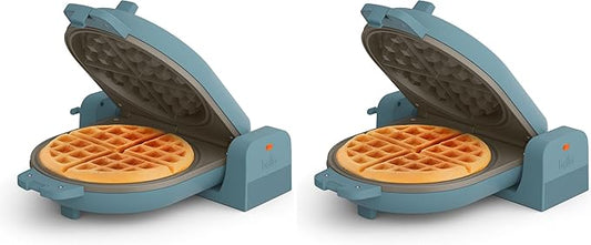 bella Flip-n-Store Waffle Maker,EverGood™ Ceramic Nonstick Coating,Fits-anywhere™ Kitchenware,Power Indicator Light & Touch Handle,7” Wide & 1" Deep Plates,1000 Watt,Surf,(Pack of 2)