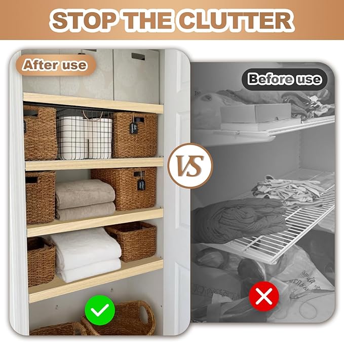 5 Pcs Wire Rack Covers 32x16x2.5 inch PVC Pantry Shelf Cover 0.31 inch Thick Removable Closet Wire Rack Shelf Covers,Decoration Kitchen Bathroom Office Shelving (Wood Color,32x16x2.5inch)