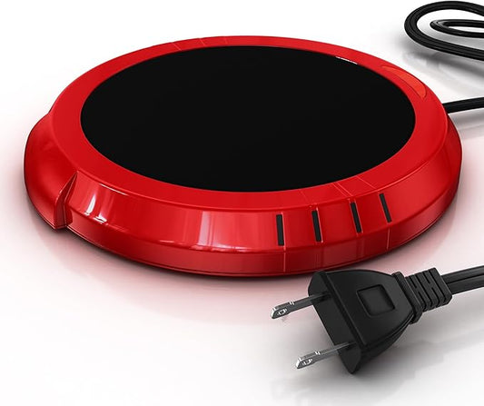 Large Candle Warmer Plate Safely Releases Scents Without a Flame - Used as Candle Jar & Coffee Warmer for Home & Office, 1 Pack, Red