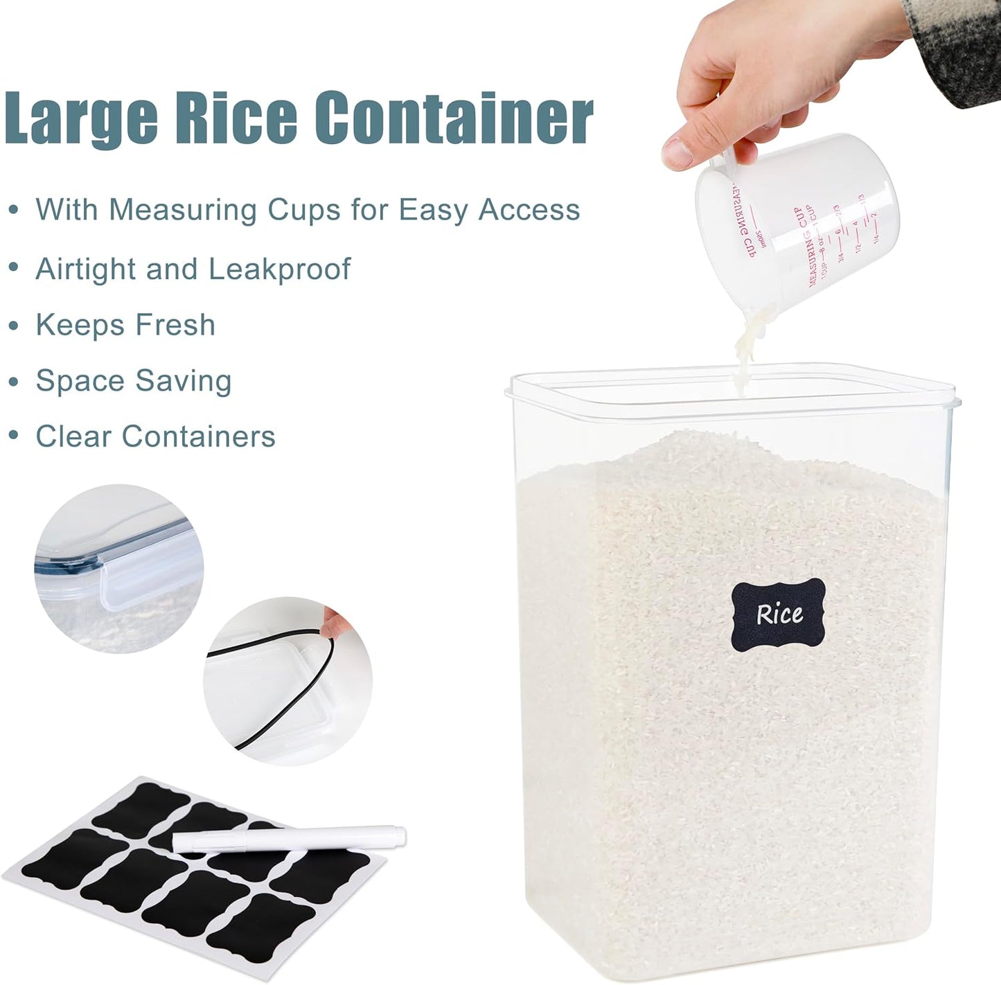 2 PC Flour Sugar Storage Containers (9.5L | 321 Oz) Extra Large Food Storage Containers with Lids - Airtight Leakproof BPA FREE Flour Container for Rice, Cereal, Sugar