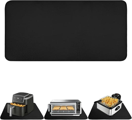 Black Extra Long Heat Resistant Mat 15x35in, Hot Pads for Countertops Under Multiple Appliances, Countertop Protector Mat for Kitchen