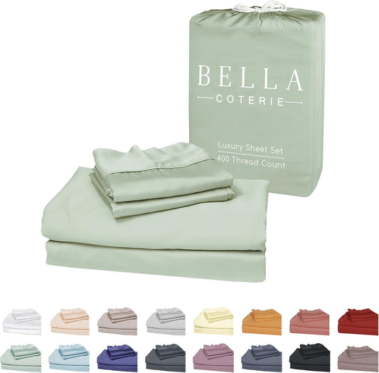 Bella Coterie Luxury Bamboo Viscose Twin XL Size Sheet Set | 100% Organically Grown | Ultra Soft | Cooling for Hot Sleepers | 18" Deep Pocket [Sea Glass]