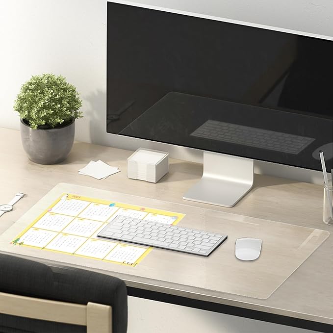 16 x 22 Inch Clear Table Cover Protector, Clear Desk Mat, Table Protector, 1.5mm Plastic Table Cover, Vinyl Table Protector, Desk Mats on Top