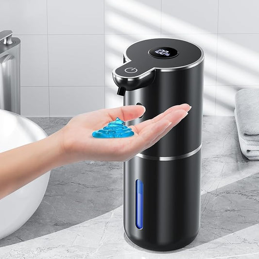 Automatic Liquid Soap Dispenser Touchless, Rechargeable Electric Dish ＆ Hand Soap Dispenser with Smart Digital Display, 6 Adjustable Level, Wall Mounted, 380ml IPX5 for Kitchen and Bathroom