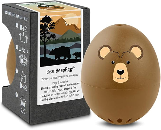 Bear BeepEgg – Egg Timer for Boiling Eggs – Musical Egg Cooker for Soft, Medium, Hard Boiled Eggs – Food Safe – Singing Floating Egg Timer – Egg Cooker for 3 Levels of Doneness - Brainstream