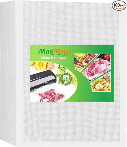 MakMeFre 100 Plus Gallon Size 12" x 16" Vacuum Sealer Bags with BPA Free and Heavy Duty,Great for Food Storage Vaccume Sealer PreCut Bag