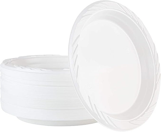 PLASTICPRO 100 Count Disposable 7 Inch White Plastic Plates