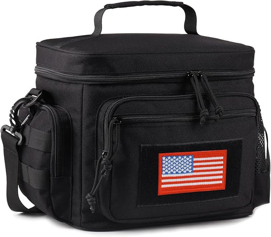 ATRIPACK Lunch Box for Men, Tactical Lunch Bag MOLLE Webbing Leakproof Insulated Large Lunch Cooler Women Adult Meal with Adjustable Shoulder Strap Durable Lunch Pail(Black)