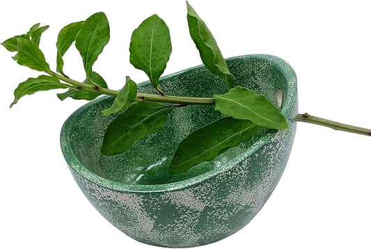 Herb Stripping Bowl with 4 Different Holes Efficient Leaf Removal Tool for Parsley Cilantro Vegetables Durable Resin Kitchen Gadget Veggie Herbs Stripper Imitation Ceramic Pottery Design