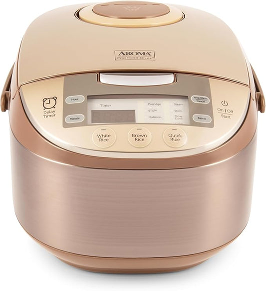 Aroma Housewares ARC-6106 Aroma Professional 6 Cups Uncooked Rice, Slow Cooker, Food Steamer, MultiCooker, Champagne