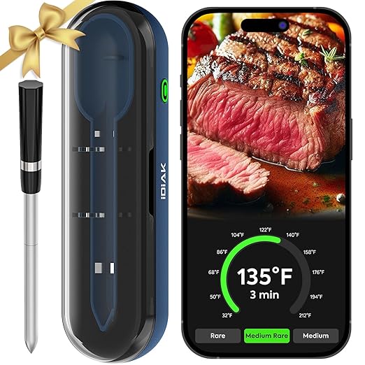 Meat Thermometer Digital Wireless - Remote Instant Temperature Read, Four-Clover Probe, Smart Meat Thermometers for Cooking, Grilling, Smoking, Pro Version