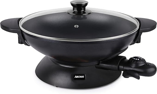 Aroma Housewares AEW-307 Electric Wok, 5 Qt, Black.