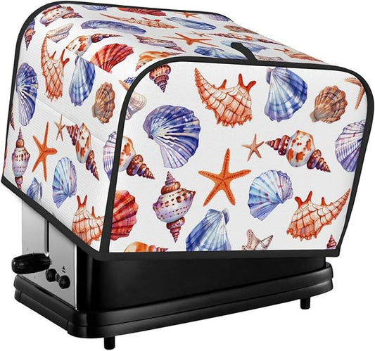 Beach Seashells Covers for 4 Slice Toasters,Cute Country Bread Machine Cover with Handle,Washable Stain Resistant Kitchen Small Appliance Cover Dining Decor