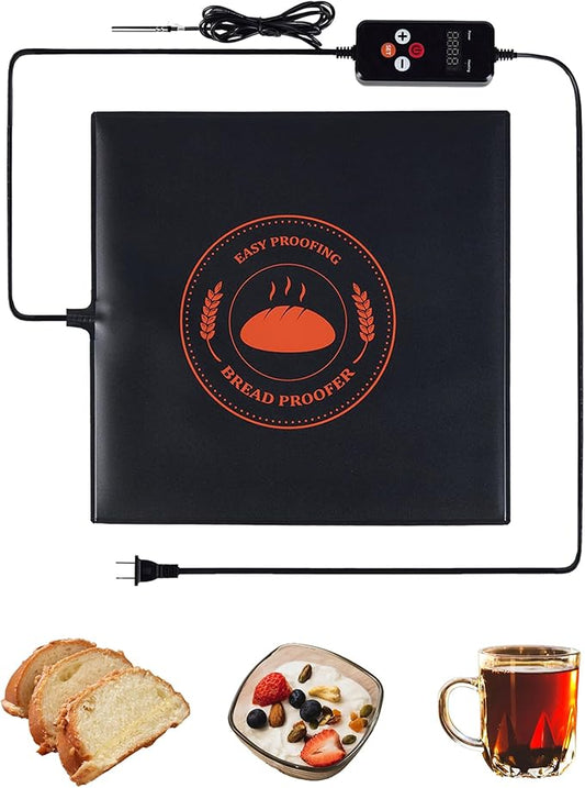 Bread Proofing Mat, Sourdough Hearting Mat, Sourdough Warming Mats with Thermostat Temperature Control, 13.9" x 13.9" Bread Proofer Dough Warmer for Home Kitchen Baking