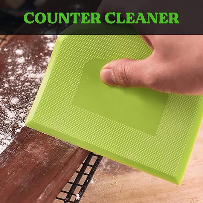 SURDOCA Dough Scraper Bench Scraper - 3P 11.8x7.3" Plastic Flexible Bowl Scraper, Sharp Edge & Angles Cake Scraper. Non-Slip Bakeware Decorating Tools Sculpting & Modeling Tools - Green+White+Green