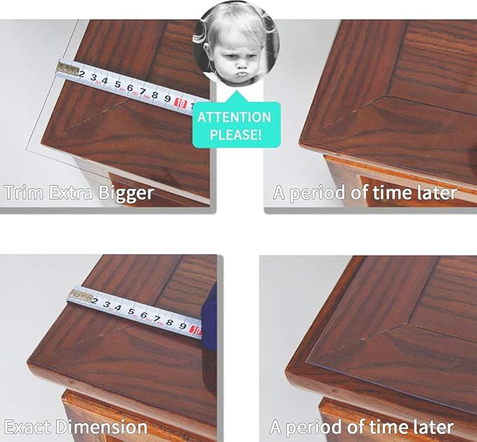 NECAUX Custom 28 x 52 Inch Clear Table Cover Protector, 1.5mm Thick Plastic Scratch Resistent Heavy Duty Desk Pad Mat Non-Slip Tablecloth Protector for Coffee Table Sofa Table Media Stand Dining Table