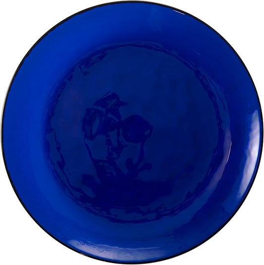 FORTESSA Los Cabos Tableware, 4-Piece Glass Dinner Plate Set (10.5 Inches), Dishwasher-Safe Glass Dinnerware Collection, Cobalt Blue