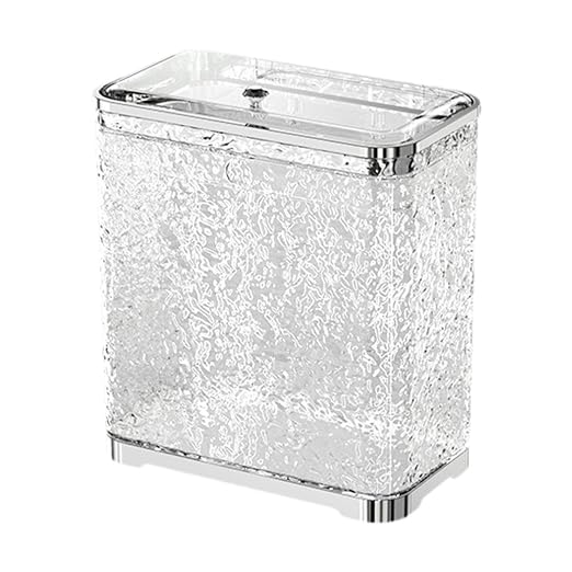 Bathroom Trash Can, Kitchen Hanging Trash Can Wastebasket Portable with Lid Small Over Cabinet Door Garbage Bin Waste Basket for Bathroom Kitchen(Argent)