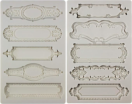 Baroque Style Silicone Molds 2-Count Plaque and Object Labels for Crafts