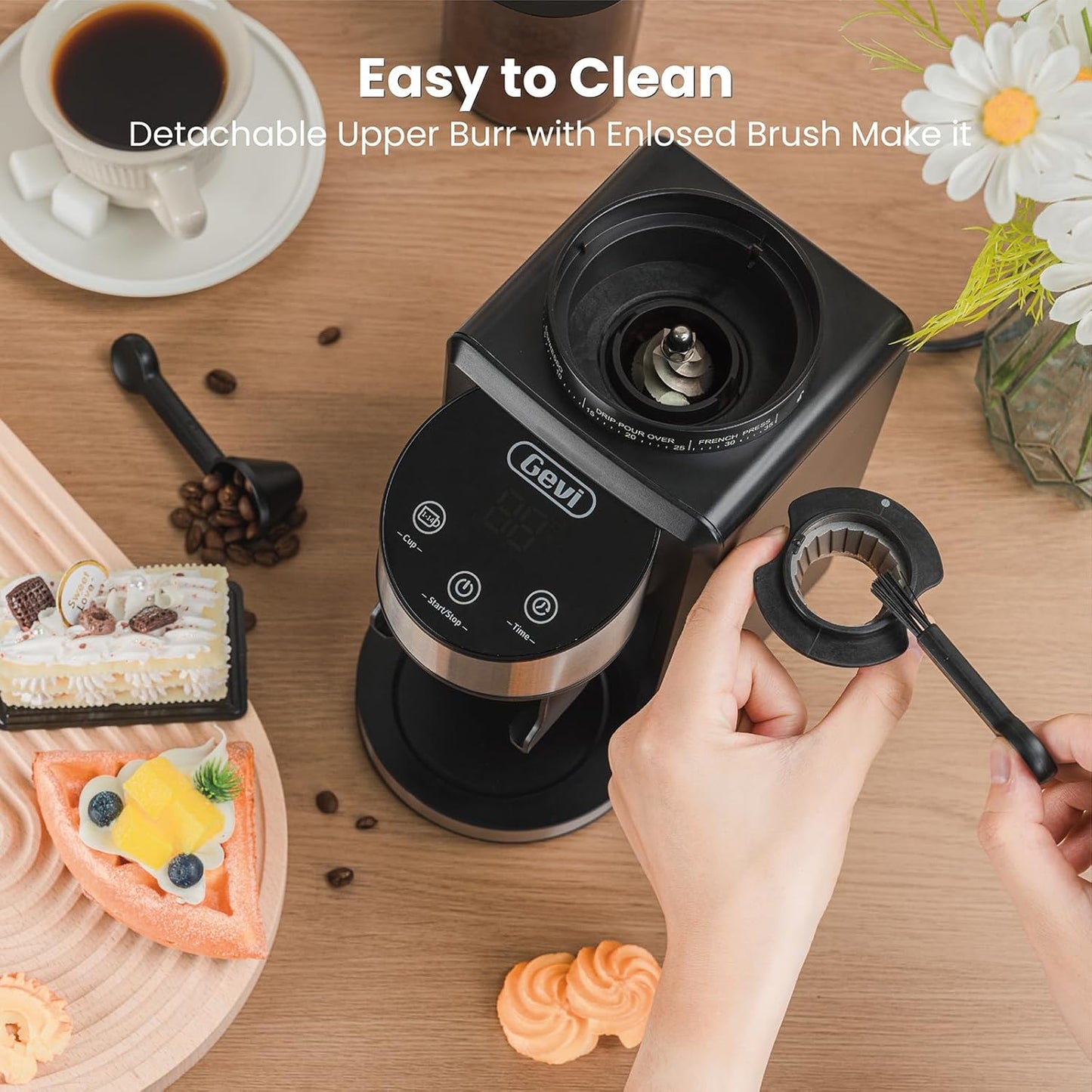 Gevi Coffee Grinder Electric,Coffee Bean Grinder with 35 Grind Settings for Espresso,Drip,French Press,Burr Coffee Grinder for Home Use,Anti-static Design,Black