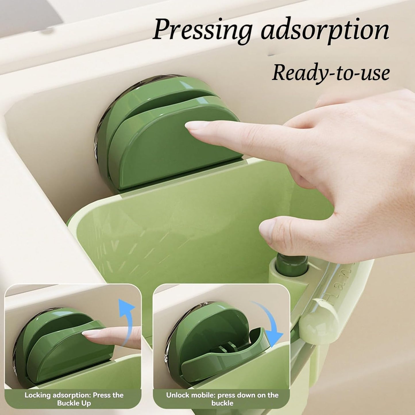 Suction Cup Sink Corner Rack, 2025 Upgraded Automatic Dumping Sink Strainer Basket, Suction Cup Press Sink Drainer Basket, No Drilling Corner Sink Strainer for Food Waste (Yellow, 1Pc)