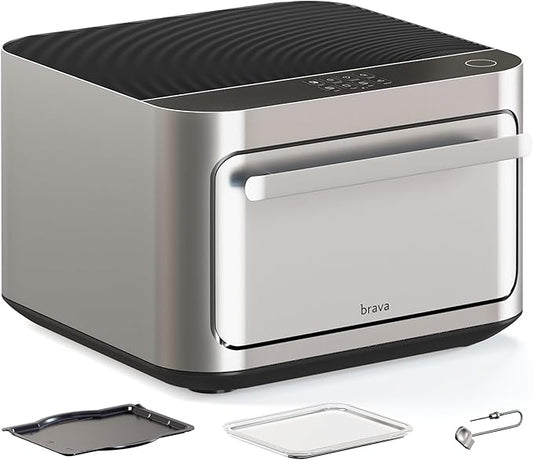 Brava Oven Starter Set: 10-in-1 Touchscreen Countertop Smart Oven, Air Fryer, 6-Slice Toaster, Slow Cooker, Reheater, Dehydrator, Rice Cooker, Auto-Shut Off, 1800W, Stainless Steel Kitchen Appliance