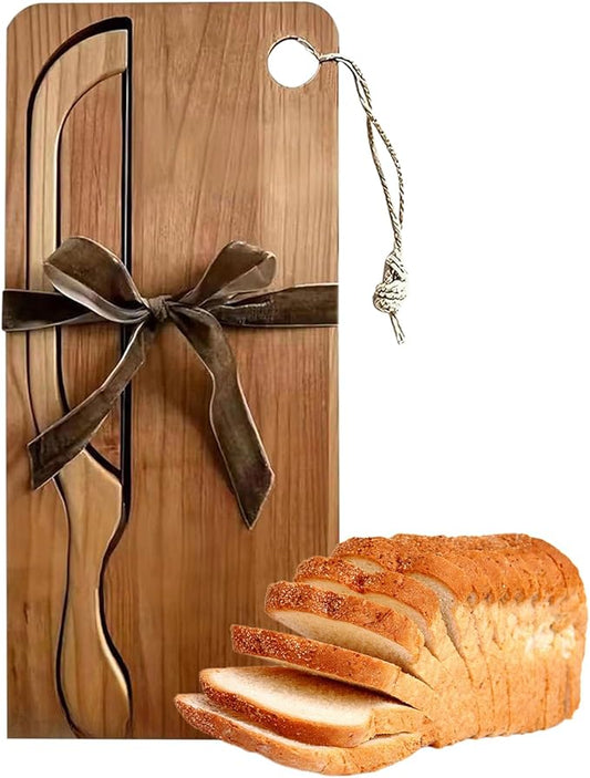 Bread Bow Set, Bread Bows Knife With Matching Crumb Tray, Bow Shaped Stainless Cutter, Wooden Breadboard Set, Sourdoughs Cutter, Left Right Handed Design, Ambidextrous For Baguettes Pastry Chefs