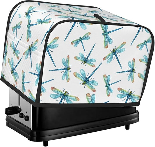Blue Dragonflies Toaster Cover 2 Slice, Cute Country Bread Machine Cover, Washable Toaster Kitchen Small Appliance Cover Stain Resistant,with Top Handle
