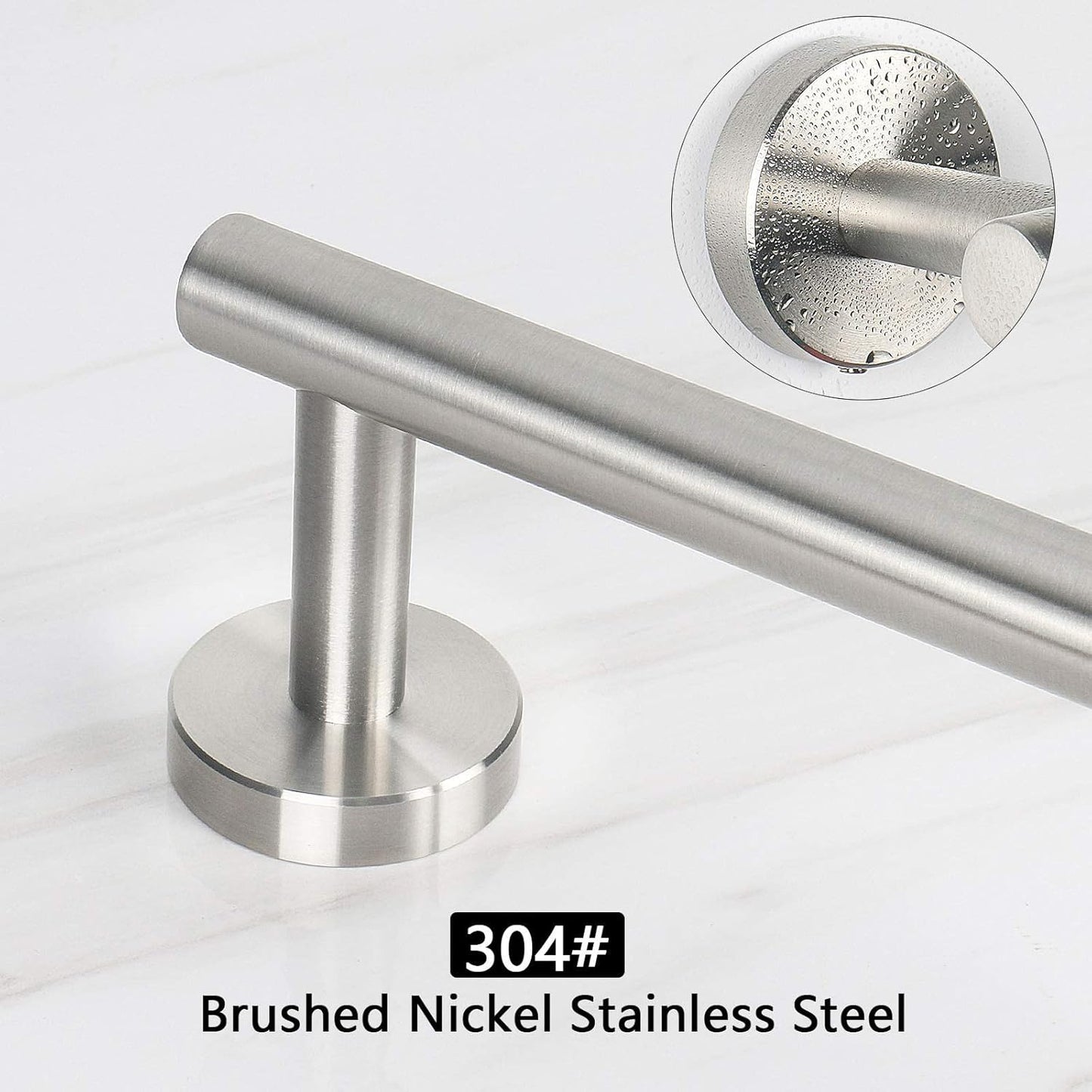 NearMoon Bath Towel Bar, Bath Accessories Thicken Stainless Steel Shower Towel Rack for Bathroom, Towel Holder Wall Mounted (2 Pack, Brushed Nickel, 18 Inch)