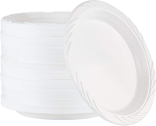 PLASTICPRO 200 Count Disposable 9 Inch White Plastic Dinner Plates large